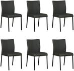 Set van 6 Donkergroene leren moderne eetkamerstoelen - poot, Nieuw, Vijf, Zes of meer stoelen, Modern, Leer