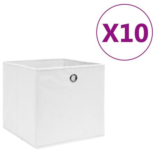 vidaXL Opbergboxen 10 st 28x28x28 cm nonwoven stof wit, Doe-het-zelf en Bouw, Kratten en Dozen, Nieuw, Verzenden