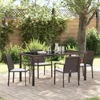 vidaXL Tuin Eettafel Set 5 pcs Bruin en Zwart PE Riet, Verzenden
