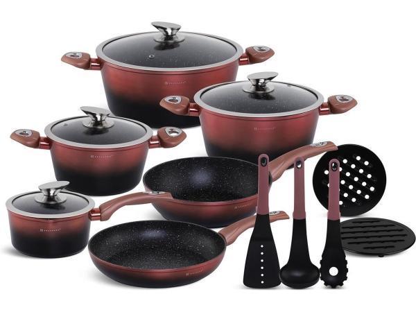 Veiling - 15-delige Luxe Pannenset van Gesmeed Aluminium, Huis en Inrichting, Keuken | Potten en Pannen, Nieuw