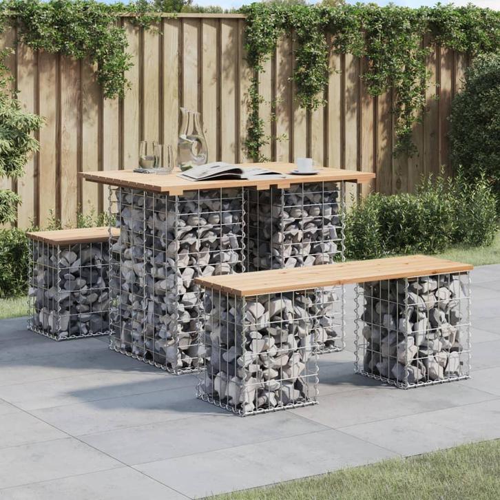 vidaXL Tuintafel schanskorfontwerp 100x70x72 cm massief, Jardin & Terrasse, Tables de jardin, Envoi