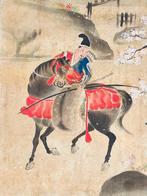 Cavalier samouraï sous les cerisiers en fleurs - s