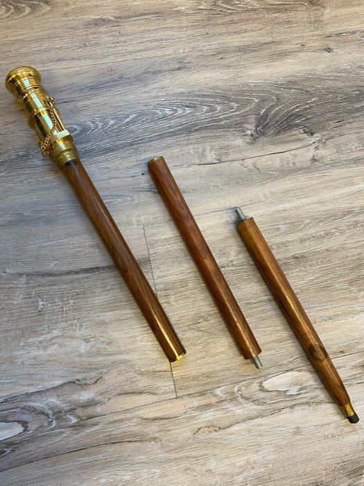 Wandelstok - Wandelstok met zwaar messing handvat en, Antiek en Kunst, Kunst | Designobjecten