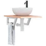 vidaXL Badkamer wandschap staal en massief eikenhout, Verzenden, Nieuw