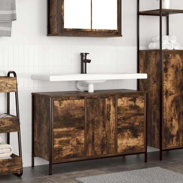 vidaXL Wastafelkast met lades 90x34,5x60 cm gerookt, Huis en Inrichting, Verzenden, Nieuw