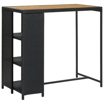 vidaXL Bartafel met opbergrek 120x60x110 cm poly rattan, Verzenden