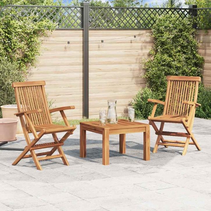 vidaXL Tuinstoelen inklapbaar 2 st massief teakhout, Tuin en Terras, Tuinstoelen, Nieuw, Verzenden
