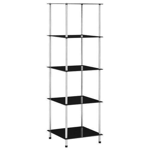 vidaXL Kastje 5-laags 40x40x130 cm gehard glas zwart, Huis en Inrichting, Kasten | Boekenkasten, Nieuw, Verzenden