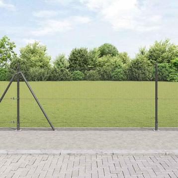 vidaXL Hek met Palen Grijs 1 x 50 m Staal, Verzenden