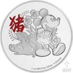 Niue. 2 Dollars 2019 Disney - Jahr des Schweins, 1 Oz (.999), Postzegels en Munten
