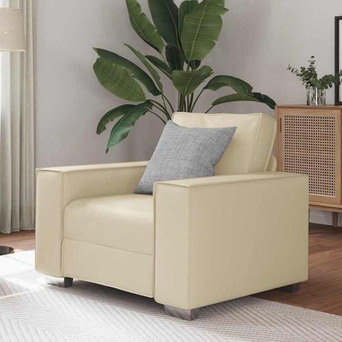 vidaXL Sofa Stoel 59 cm met kussen Crème Kunstleer, Huis en Inrichting, Zetels | Zetels, Nieuw, Verzenden