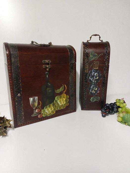 Krat (2) - Hout - wijnkisten koffers hout, Antiek en Kunst, Curiosa en Brocante