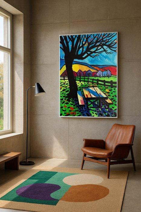 FLAVIA DELGADO - A LA SOMBRA DEL CASTAÑO XL (NO RESERVE), Antiek en Kunst, Kunst | Schilderijen | Modern