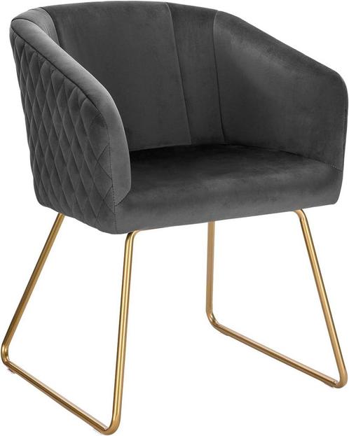 WOLTU Eetkamerstoel - Fluwelen Fauteuil - Donkergrijs, Huis en Inrichting, Overige Huis en Inrichting, Verzenden