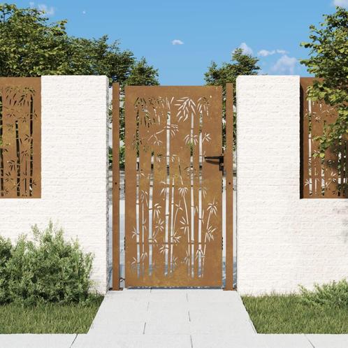 vidaXL Poort 105x180 cm bamboe-ontwerp cortenstaal, Tuin en Terras, Tuinpoorten, Nieuw, Verzenden