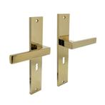 Deurklink Hera op schild met sleutelgat 56mm messing tita..., Ophalen of Verzenden, Nieuw, Koper of Messing, Klink of Kruk
