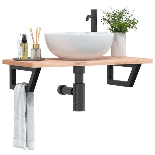 vidaXL Badkamer wandschap staal en massief beukenhout, Huis en Inrichting, Tafels | Kaptafels, Nieuw, Verzenden