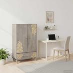 vidaXL Highboard Grijs en Goud 60 x 33 x 100 cm Massief, Huis en Inrichting, Verzenden, Nieuw
