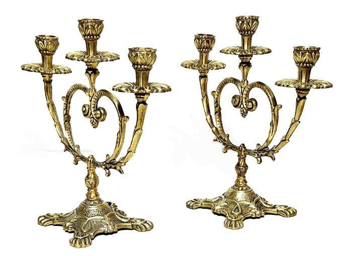 Kandelaar (2) - Verguld brons, Antiek en Kunst, Antiek | Overige Antiek