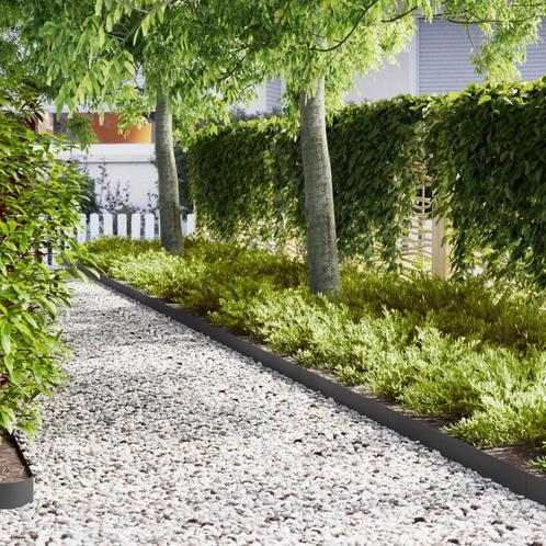 vidaXL grasrand 10 stuks zwart 100x0.5x15 cm staal, Tuin en Terras, Bielzen en Borduren, Nieuw, Verzenden