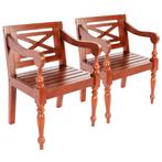 vidaXL Chaises Batavia lot de 2 marron foncé bois, Verzenden