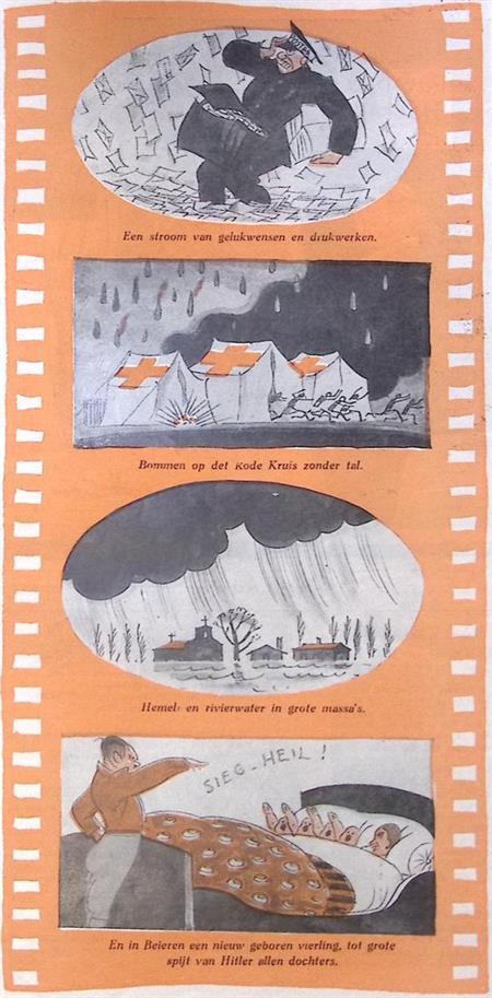 Het jaar begint in overvloed op spotprent (lijst optie), Antiek en Kunst, Kunst | Litho's en Zeefdrukken, Verzenden