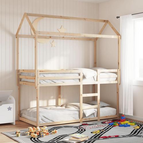 vidaXL Stapelbed 75x190 cm met dak massief grenenhout, Huis en Inrichting, Slaapkamer | Bedden, Nieuw, Verzenden