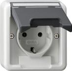 Gira IP44 Opbouw SCHUKO Stopcontact Met Scharnierende, Doe-het-zelf en Bouw, Verzenden, Nieuw