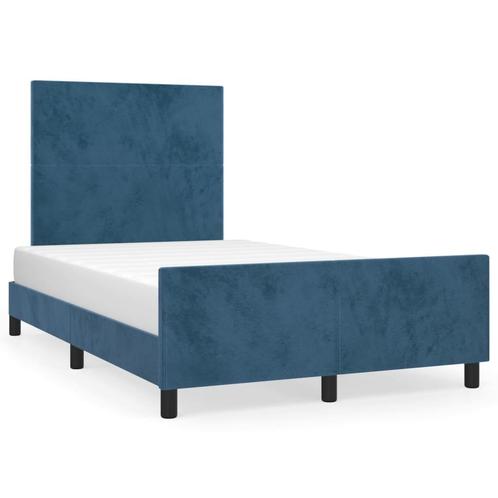 vidaXL Cadre de lit avec tête de lit bleu foncé 120x190, Maison & Meubles, Chambre à coucher | Lits, Neuf, Envoi