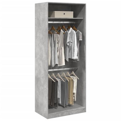 vidaXL Kledingkast 80x50x200 cm bewerkt hout betongrijs, Huis en Inrichting, Kasten | Kleerkasten, Nieuw, Verzenden