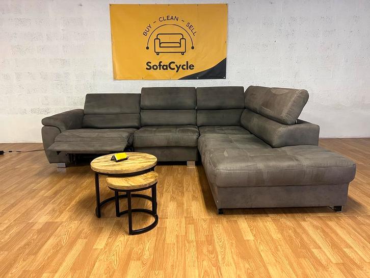 SofaCycle - Grijze hoekzetel met elektrische relaxfunctie, Huis en Inrichting, Zetels | Zetels, Nieuw, Ophalen of Verzenden