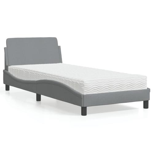 vidaXL Bed met matras stof lichtgrijs 90x200 cm, Huis en Inrichting, Slaapkamer | Bedden, Nieuw, Verzenden