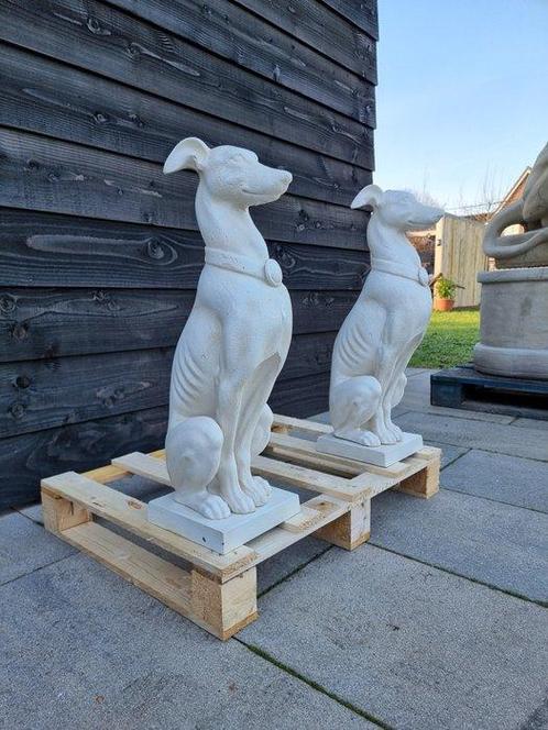 Beeld, Iron Greyhounds on Base - 66 cm - IJzer, Antiek en Kunst, Curiosa en Brocante