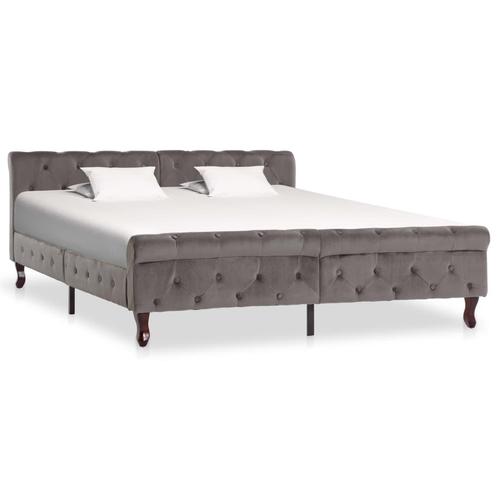 vidaXL Bedframe fluweel grijs 160x200 cm, Huis en Inrichting, Slaapkamer | Bedden, Nieuw, Verzenden