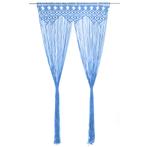 vidaXL Gordijn macramé 140x240 cm katoen blauw, Maison & Meubles, Verzenden