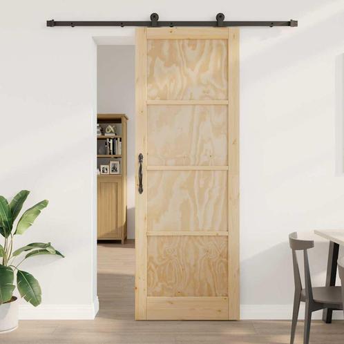 vidaXL Schuifdeur met bevestigingsset 83x232 cm in massief, Doe-het-zelf en Bouw, Deuren en Vliegenramen, Nieuw, Verzenden