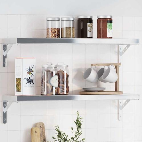 vidaXL Plankdragers 4 st 20x2,5x14 cm roestvrijstaal, Huis en Inrichting, Kasten | Wandmeubels, Nieuw, Verzenden