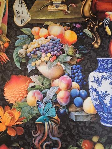 380x280cm ! TISSU « Vases Paradis » avec singes et flamants