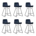 Set van 6 Leren barkruk Candy laag - Toledo Kobalt (blauw), Ophalen of Verzenden