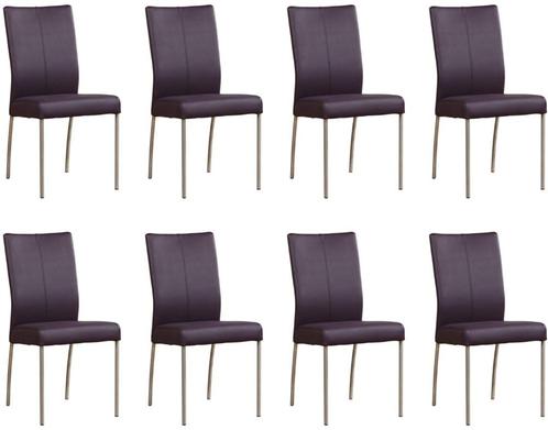 Set van 8 Paarse leren moderne eetkamerstoelen - Toledo Leer, Huis en Inrichting, Stoelen, Nieuw, Vijf, Zes of meer stoelen, Leer