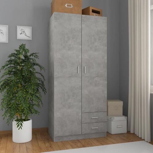 vidaXL Garde-robe Gris béton 80x52x180 cm Aggloméré, Maison & Meubles, Armoires | Penderies & Garde-robes, Neuf, Envoi