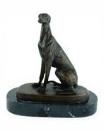 sculptuur, Sitting Greyhound Dog - 20 cm - Brons, Marmer