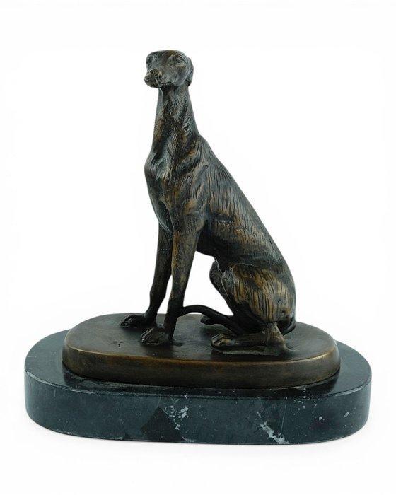 sculptuur, Sitting Greyhound Dog - 20 cm - Brons, Marmer, Antiquités & Art, Curiosités & Brocante