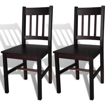 vidaXL Eetkamerstoelen 2 st grenenhout donkerbruin, Verzenden