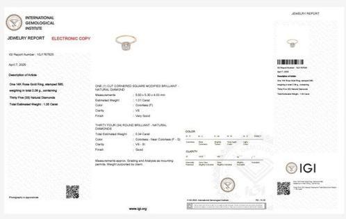 Verlovingsring - 14 karaat Roségoud - 1.35ct. tw. Diamant, Handtassen en Accessoires, Antieke sieraden