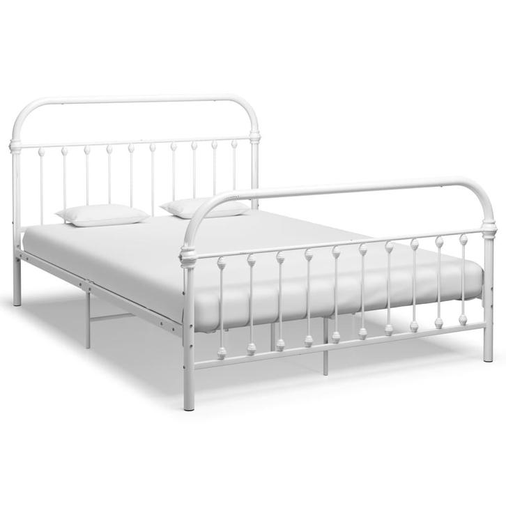 vidaXL Bedframe metaal wit 140x200 cm, Maison & Meubles, Chambre à coucher | Lits, Envoi