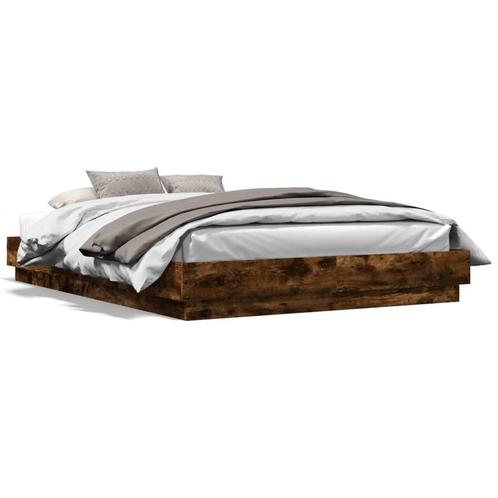 vidaXL Bedframe bewerkt hout gerookt eikenkleurig 140x200 cm, Maison & Meubles, Chambre à coucher | Lits, Envoi