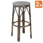 Barkrukken | Rotan/Aluminium | Zwart | Houtlook Frame |, Verzenden, Nieuw in verpakking