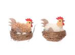 Vogelnest kippennesten met kip en haan  l7.5w5.0h6.0 set van, Nieuw