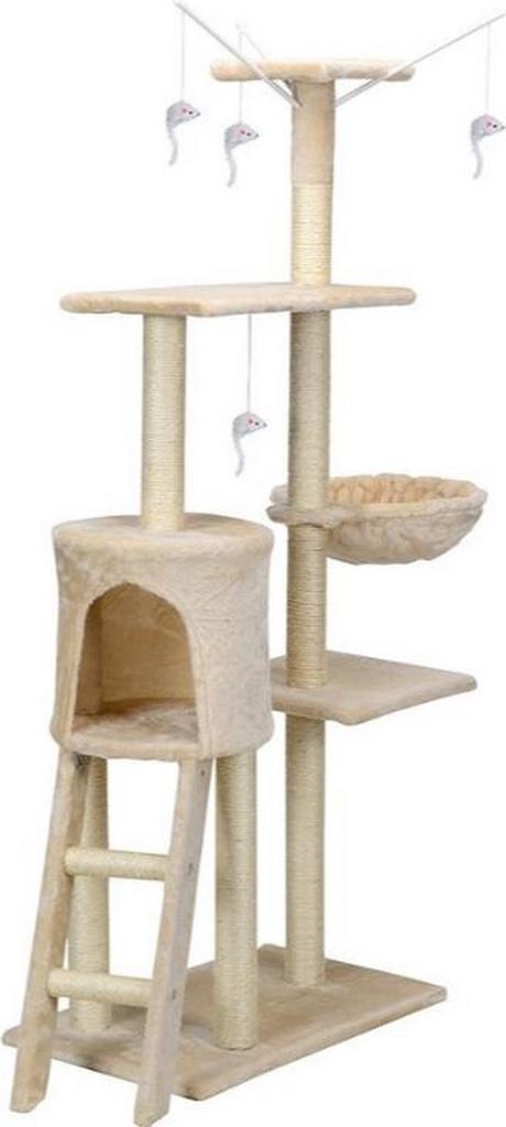 Krabpaal kattenboom XXL 135 x 97 x 55 cm beige, Dieren en Toebehoren, Krabmeubelen, Nieuw, Ophalen of Verzenden